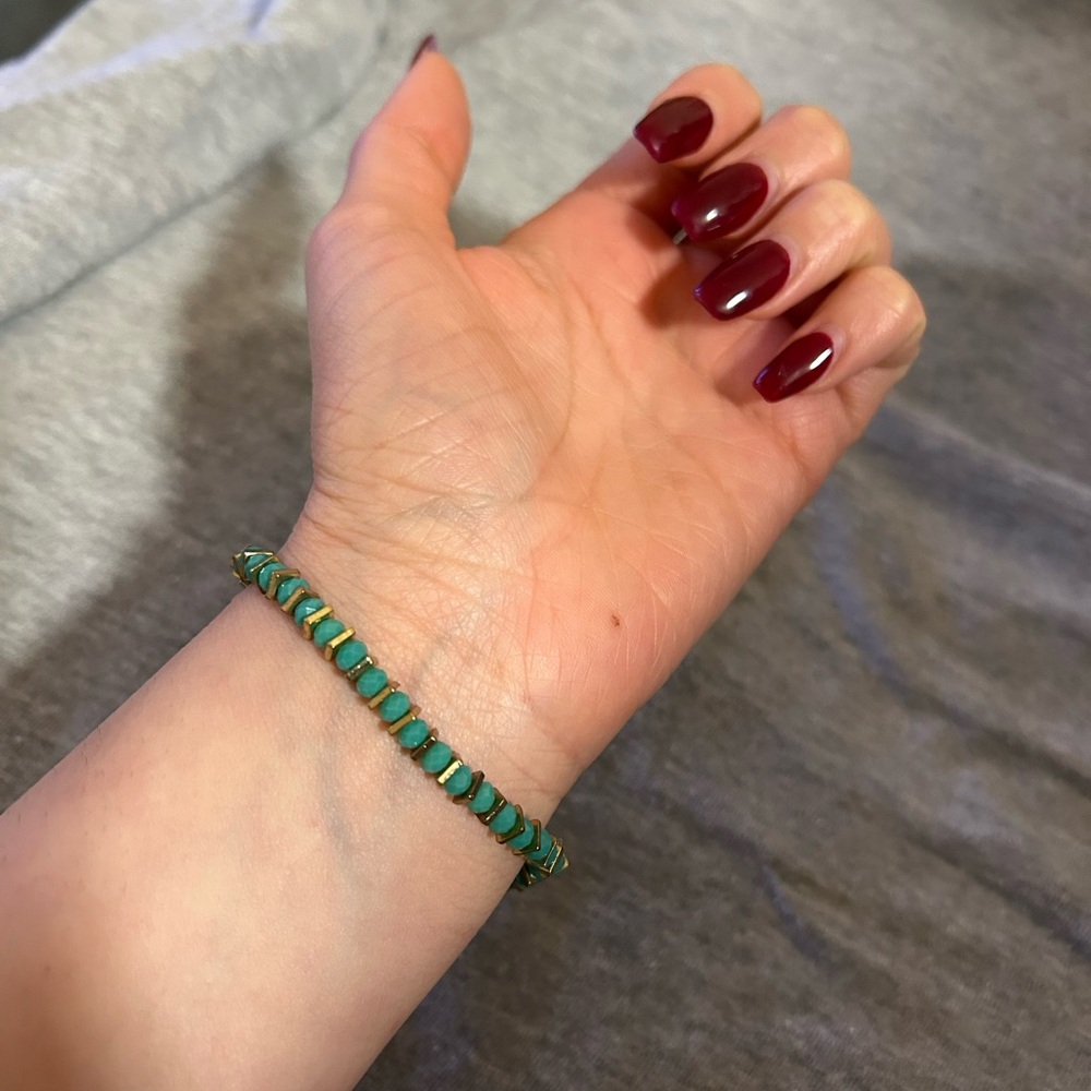 Green and Gold Beaded Bracelet